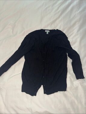 Susina Black Button-Front Lightweight Cardigan